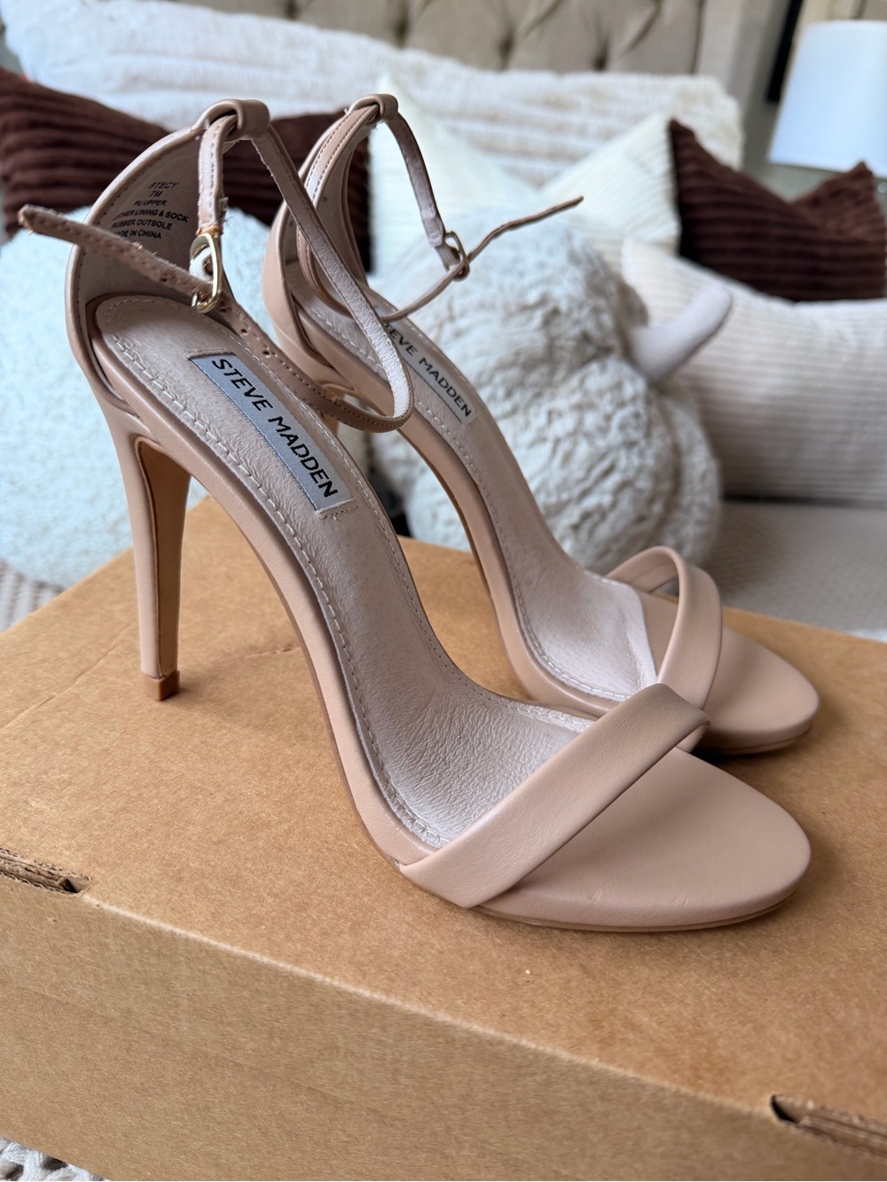 Steve Madden Stecy Nude Ankle-Strap Stiletto